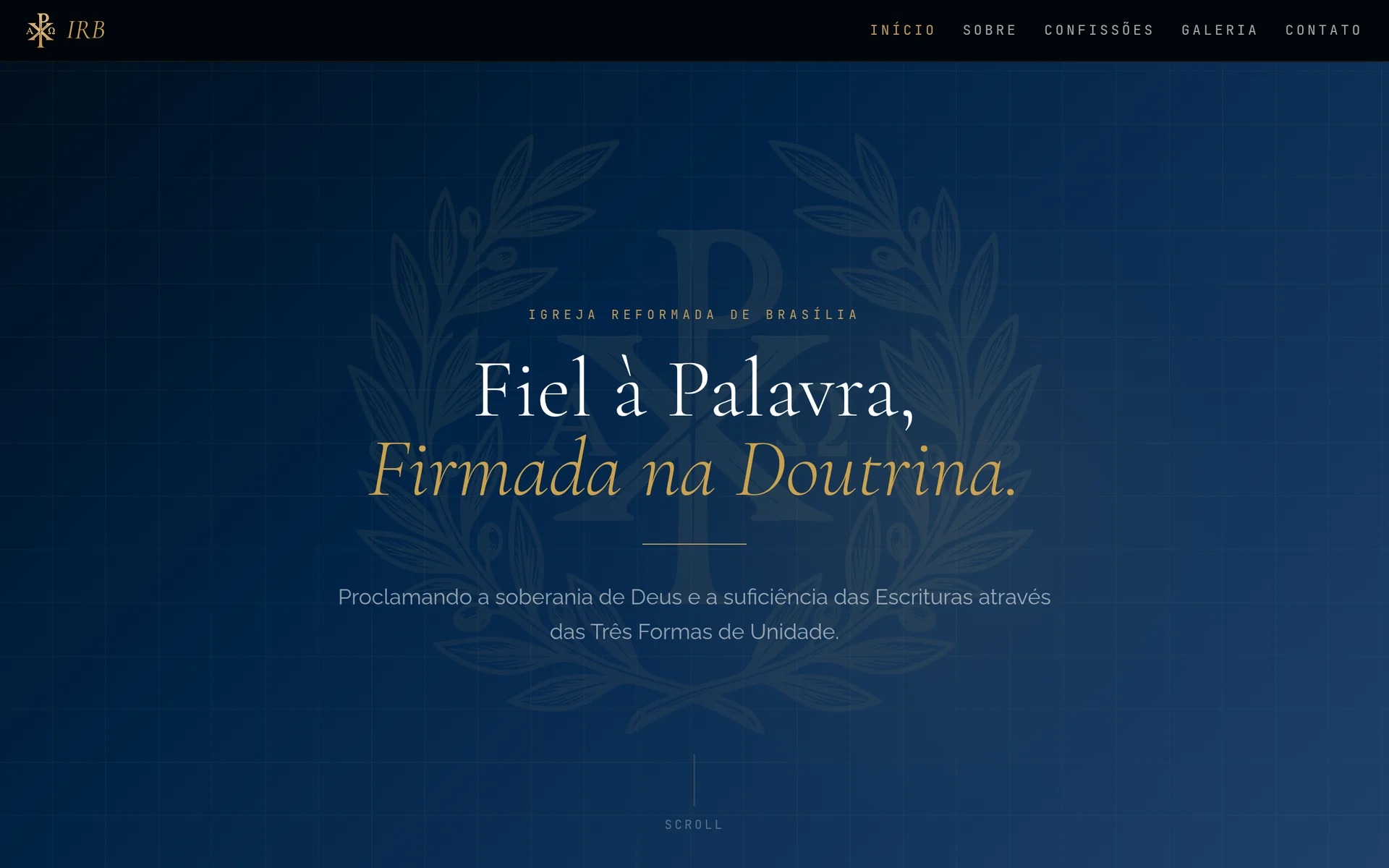 Primeira tela do site Igreja Reformada de Brasília